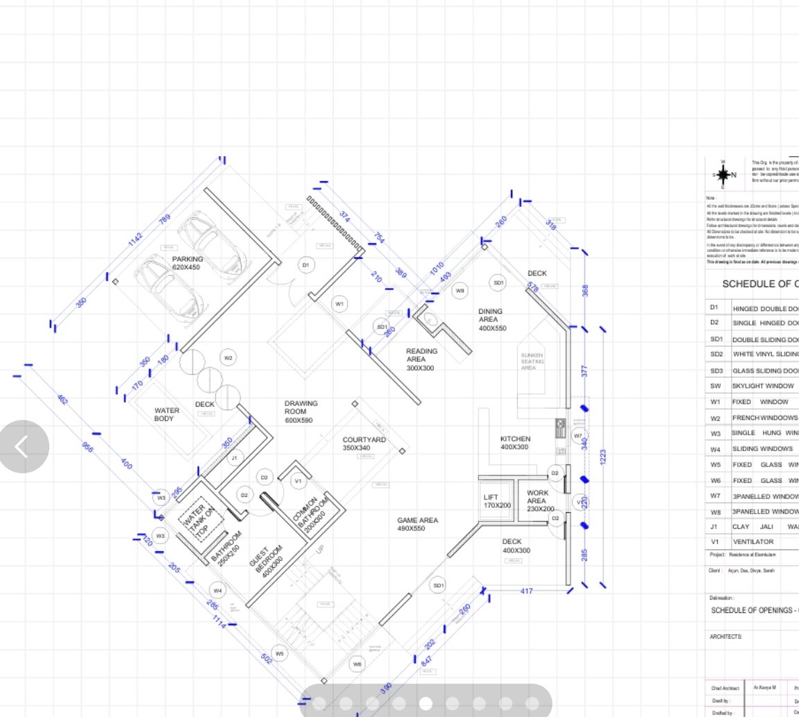 Schedule of openings — ground floor plan